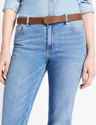 Faux Leather Jeans Hip Belt
